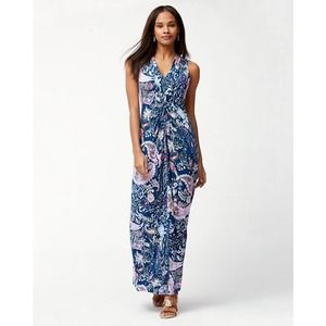 Tommy Bahama Paisley Promenade Tambour Maxi Dress XS Women’s Blue TW617727